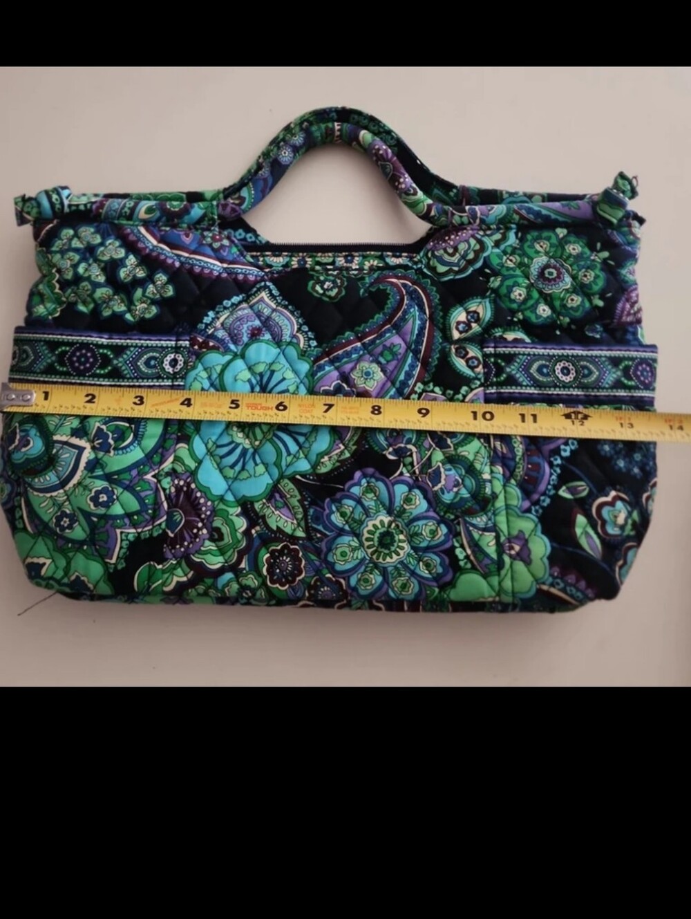 Vera Bradley Geen Blue Paisley Quilted Tote Bag Lunch Box Purse Hand Bag - Picture 9 of 13